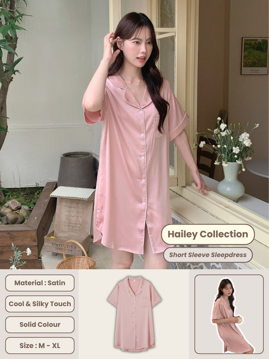 Hailey Collection : Sleep Dress Short Sleeve (Rose Pink)