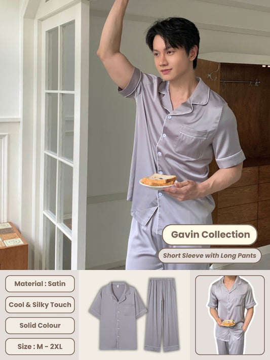 Gavin Collection : Short Sleeve with Long Pants (Silver Grey)
