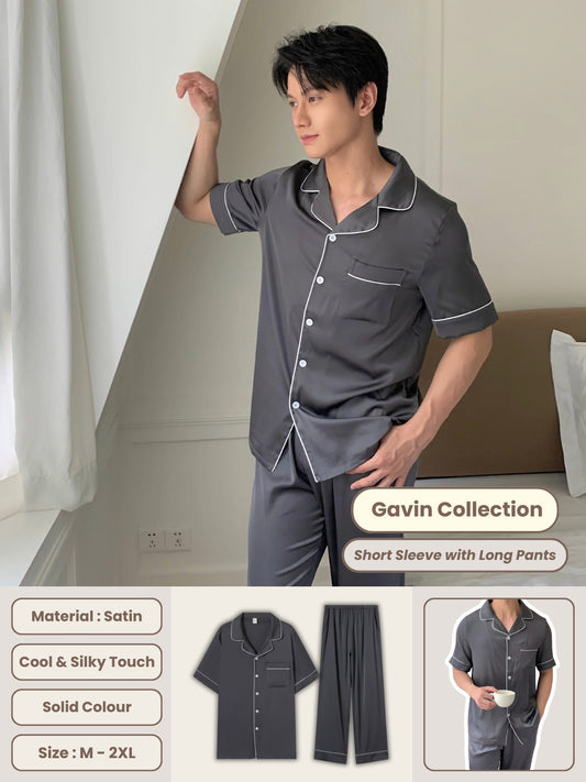 Gavin Collection : Short Sleeve with Long Pants (Charcoal Grey)