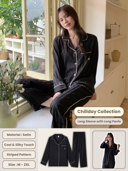 Chillday Collection : Long Sleeve with Long Pants (Black)