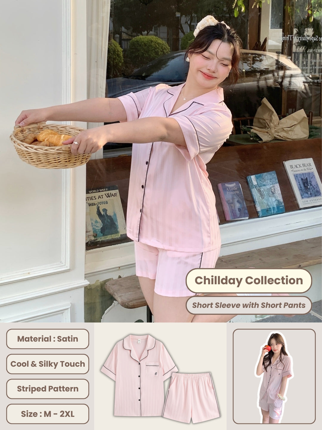 Chillday Collection : Short Sleeve with Short Pants (Pink)