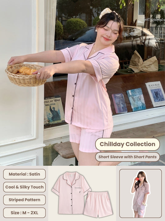 Chillday Collection : Short Sleeve with Short Pants (Pink)