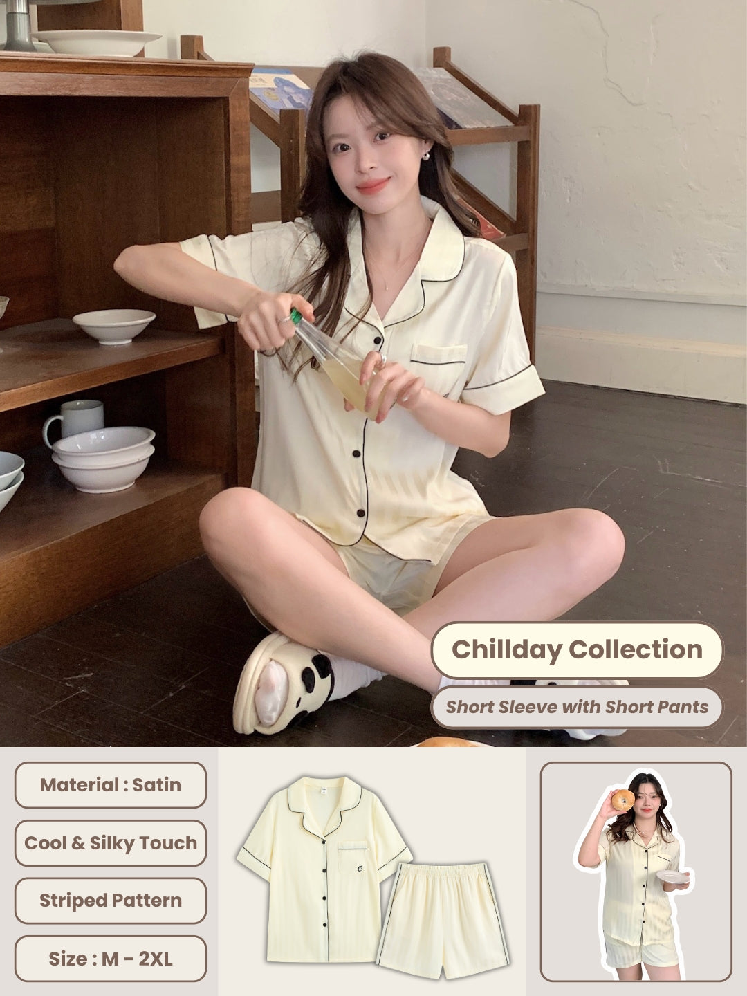 Chillday Collection : Short Sleeve with Short Pants (Baby Yellow)