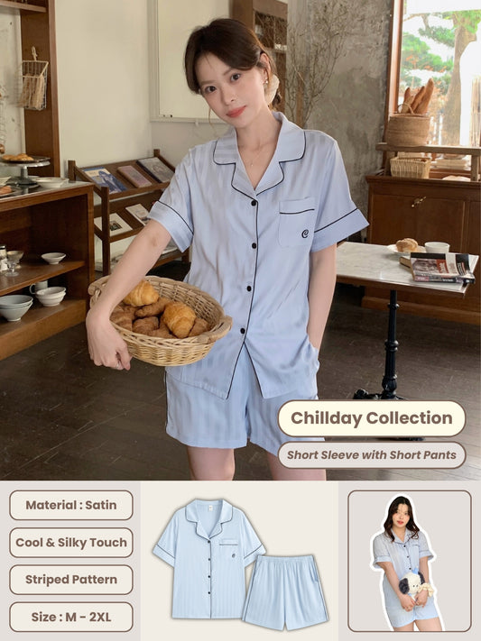 Chillday Collection : Short Sleeve with Short Pants (Baby Blue)