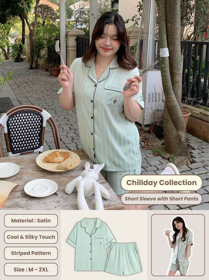 Chillday Collection : Short Sleeve with Short Pants (Baby Green)