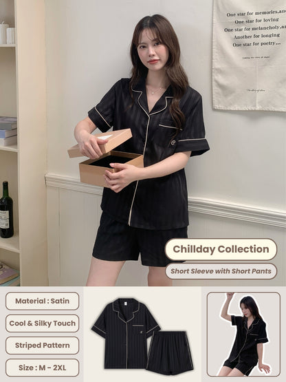 Chillday Collection : Short Sleeve with Short Pants (Black)