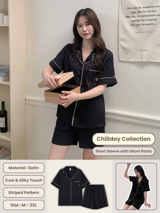 Chillday Collection : Short Sleeve with Short Pants (Black)