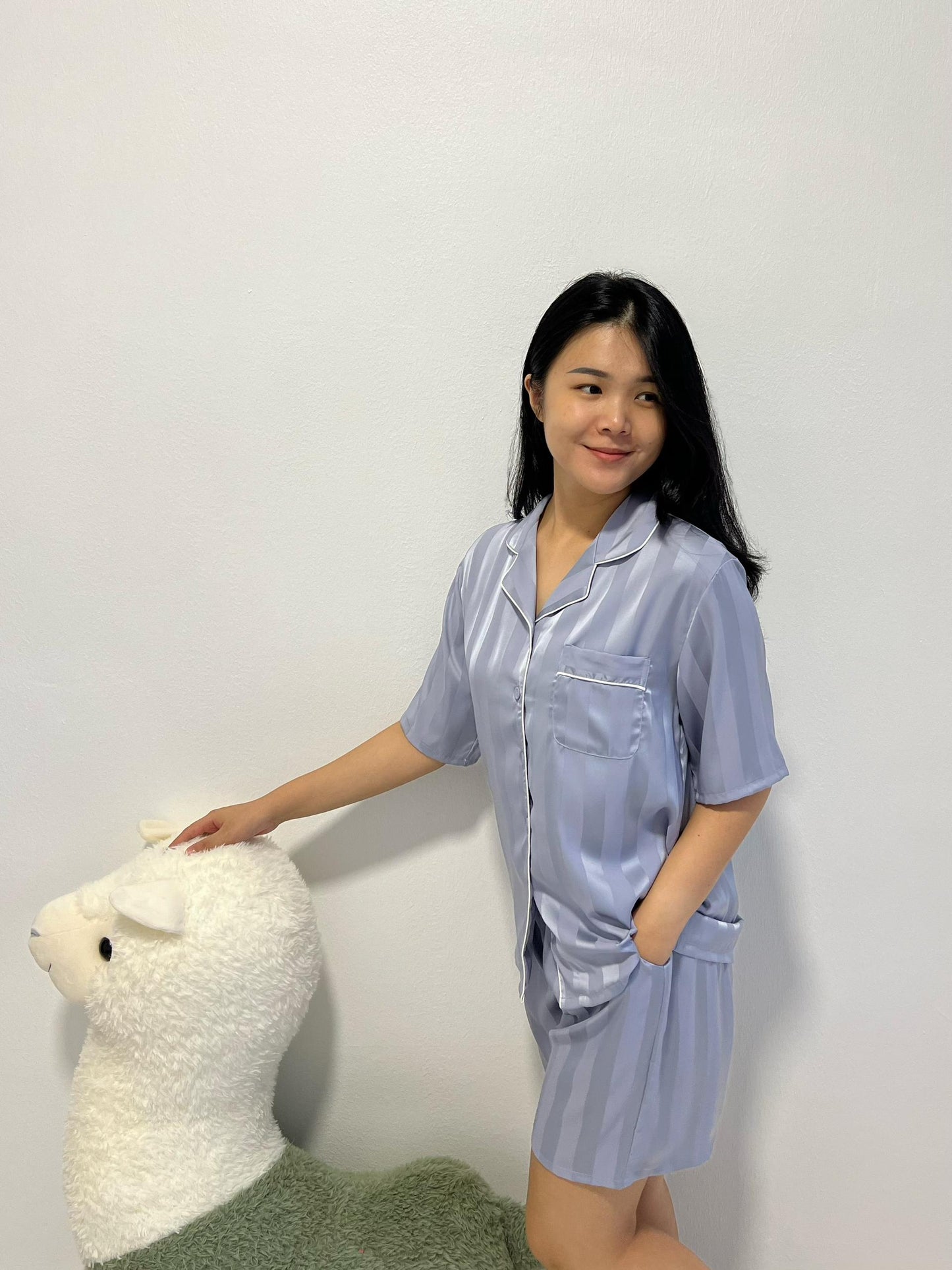 Keira Collection : Short sleeve + short pants (Ash Blue)