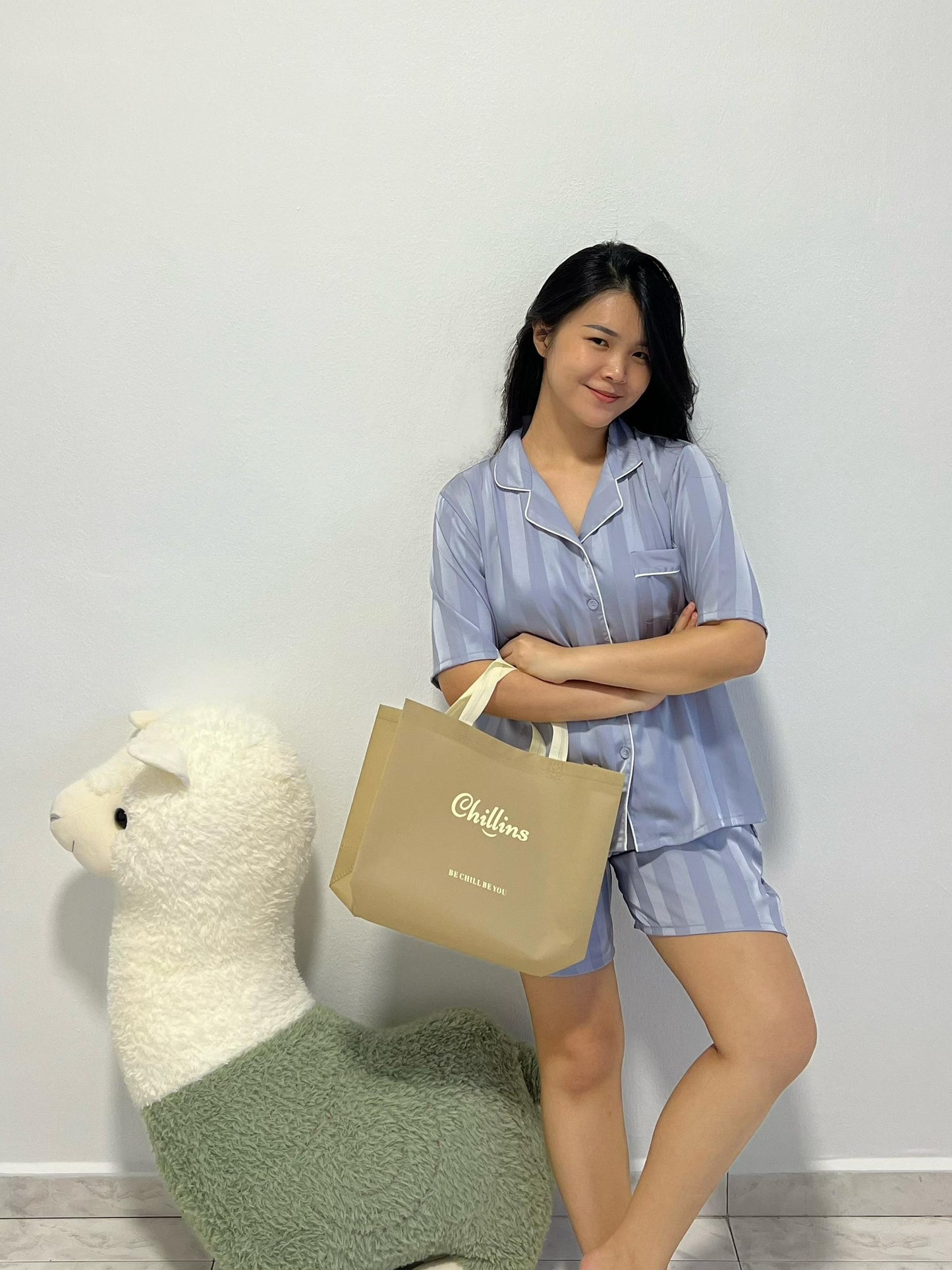 Keira Collection : Short sleeve + short pants (Ash Blue)