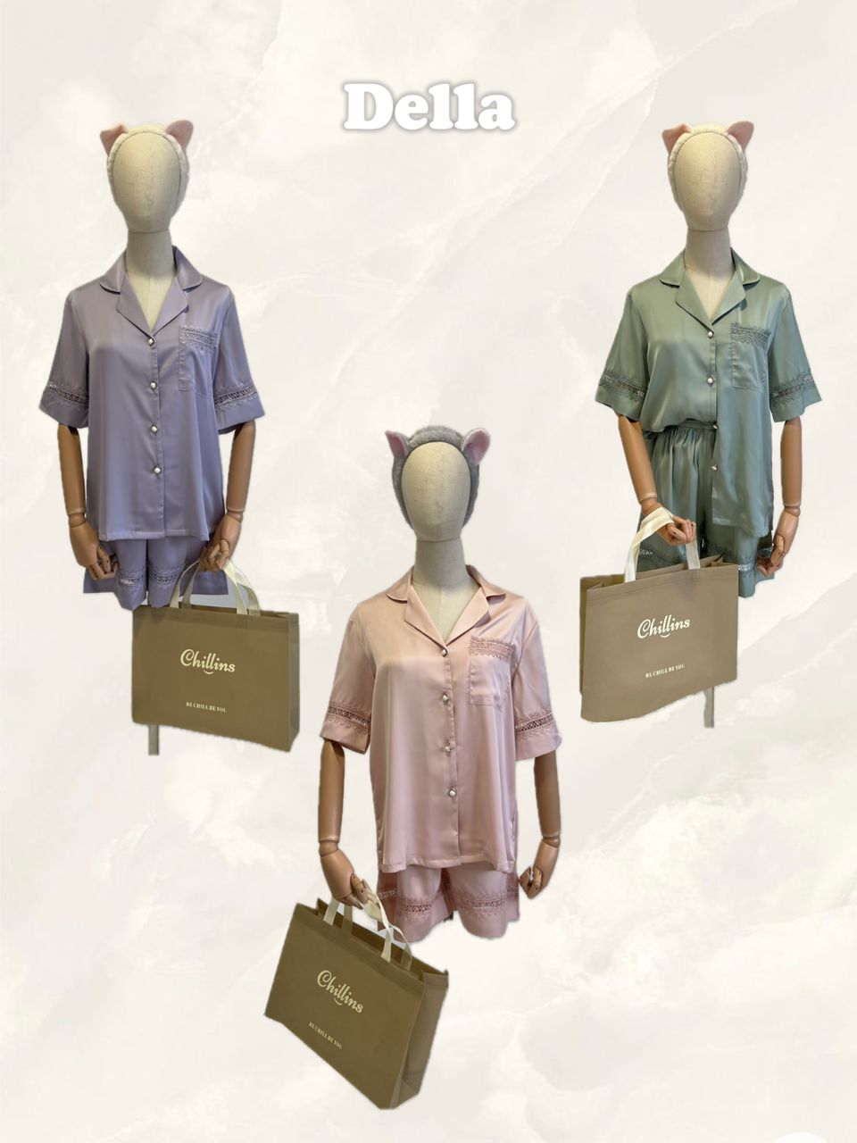 Della Collection : Short sleeve + short pants (Light Pink)
