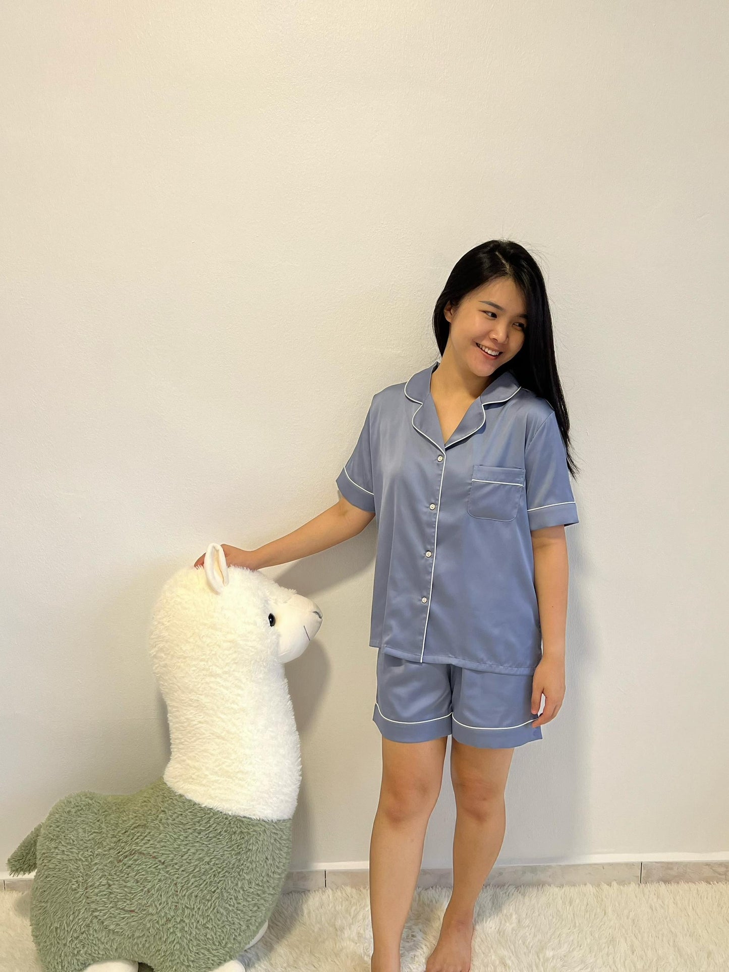 Abby Collection : Short sleeve + short pants (Grey Blue)