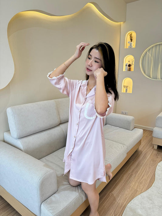 Faye Collection : Sleep Dress 3/4 sleeve (Pink)