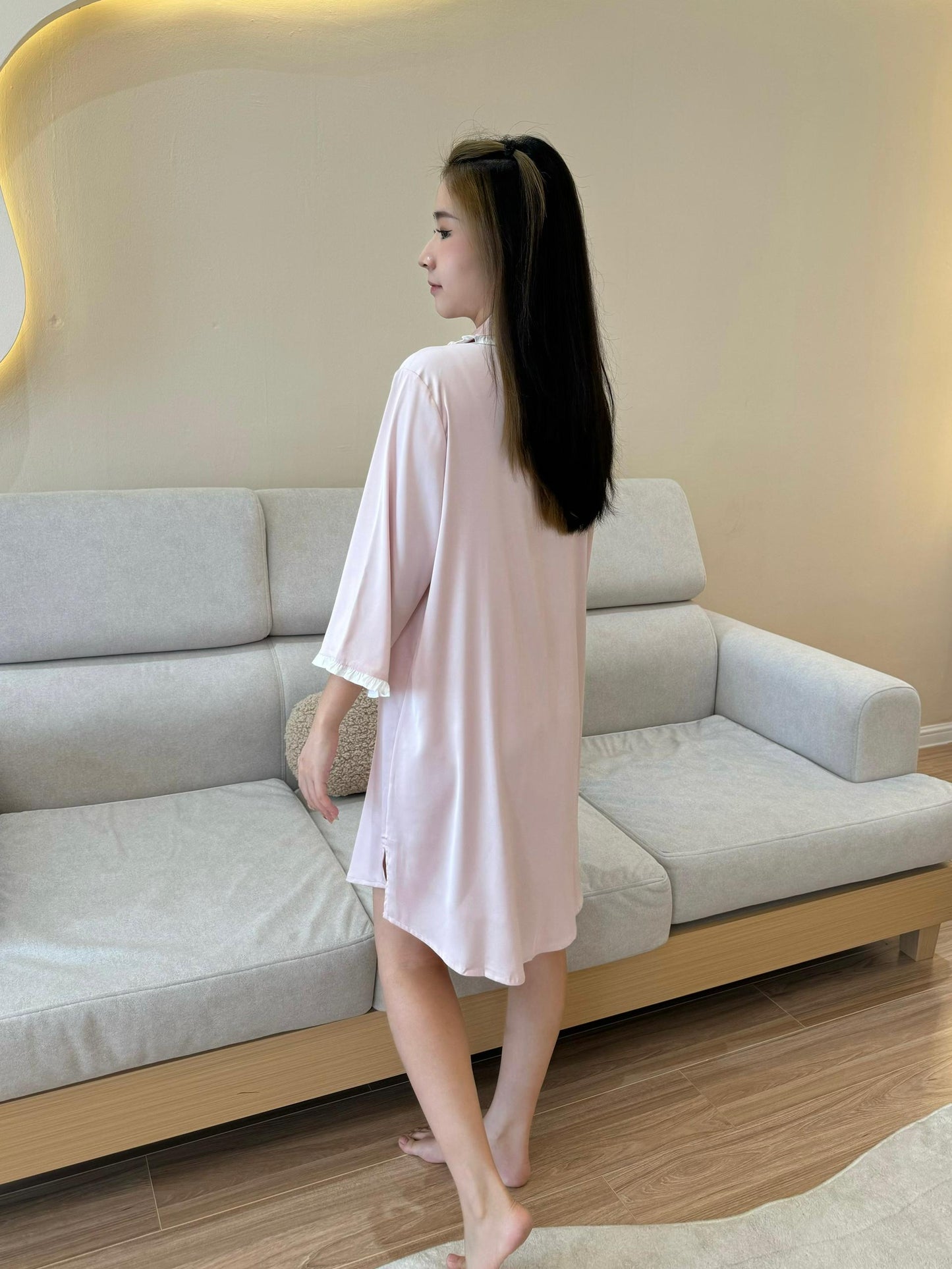 Faye Collection : Sleep Dress 3/4 sleeve (Pink)