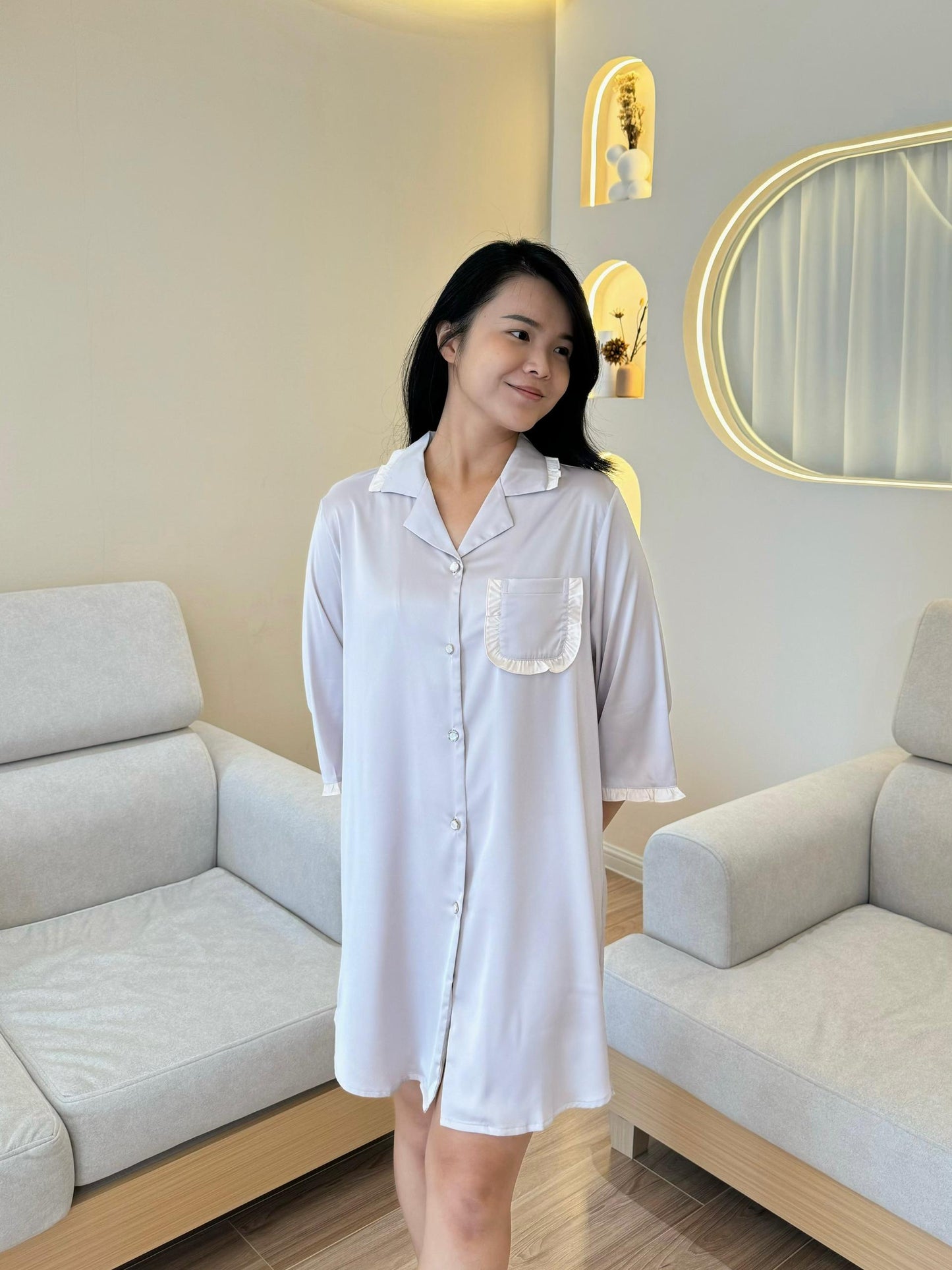 Faye Collection : Sleep Dress 3/4 sleeve (Yam)