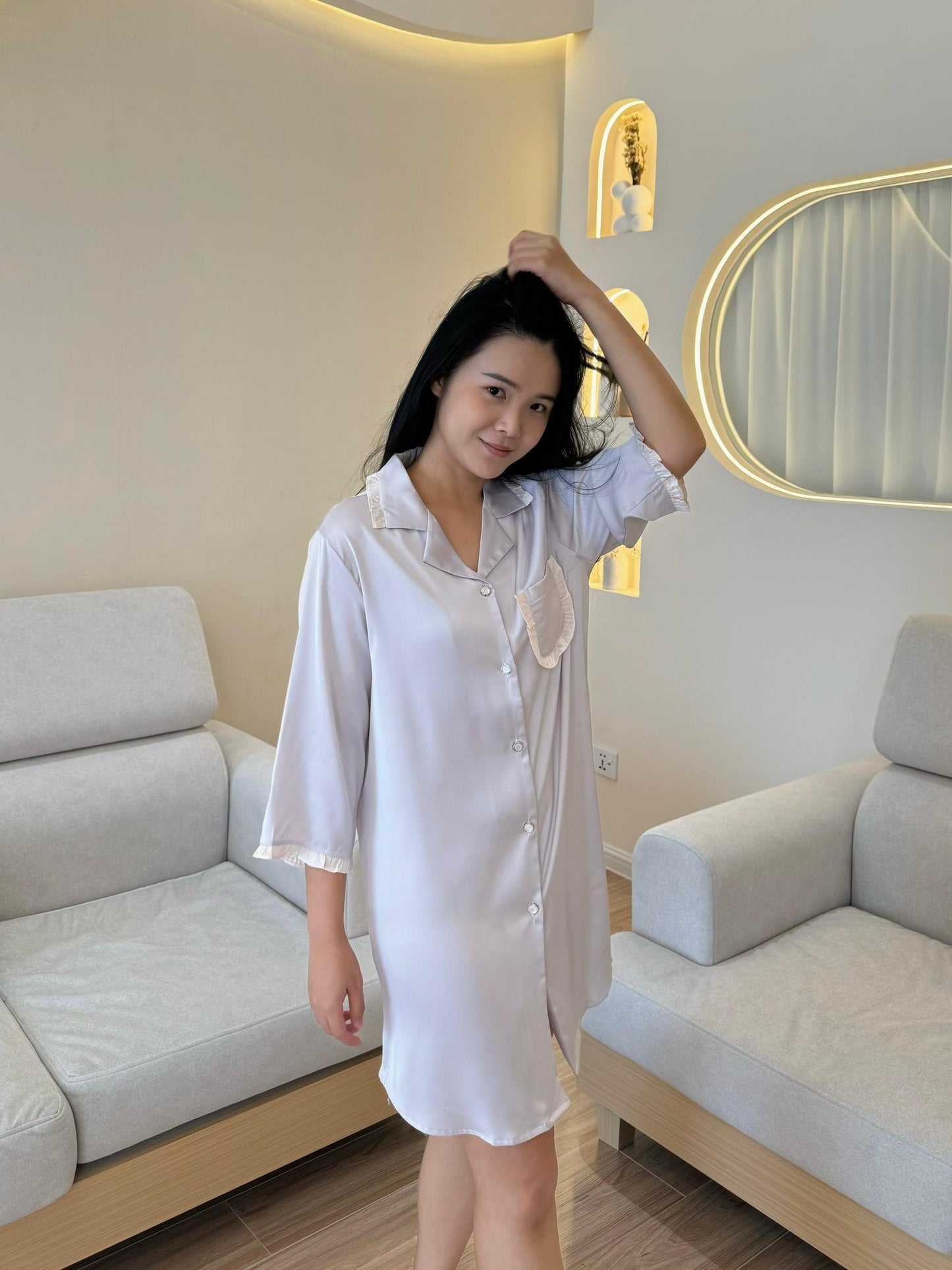 Faye Collection : Sleep Dress 3/4 sleeve (Yam)