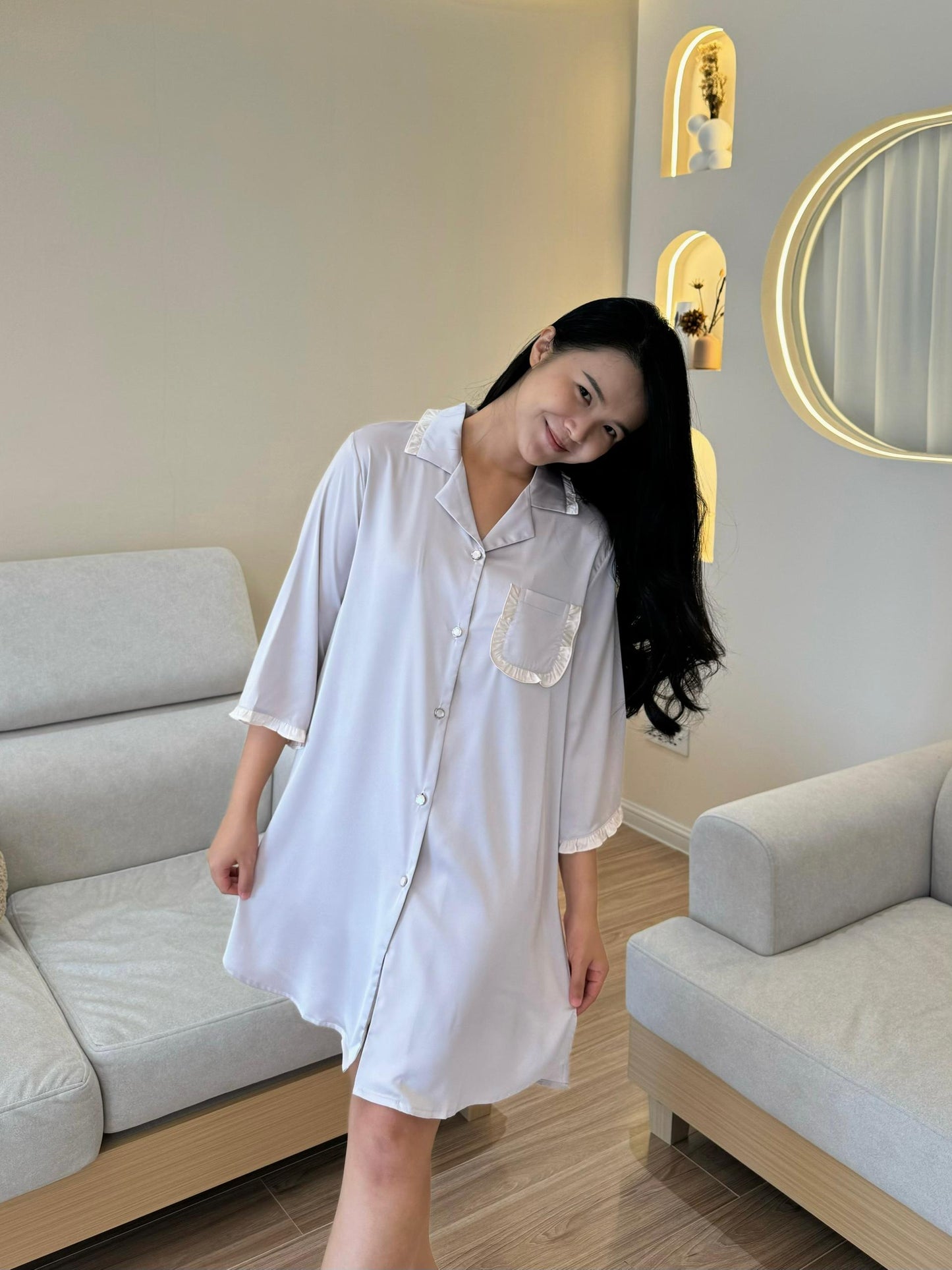 Faye Collection : Sleep Dress 3/4 sleeve (Yam)