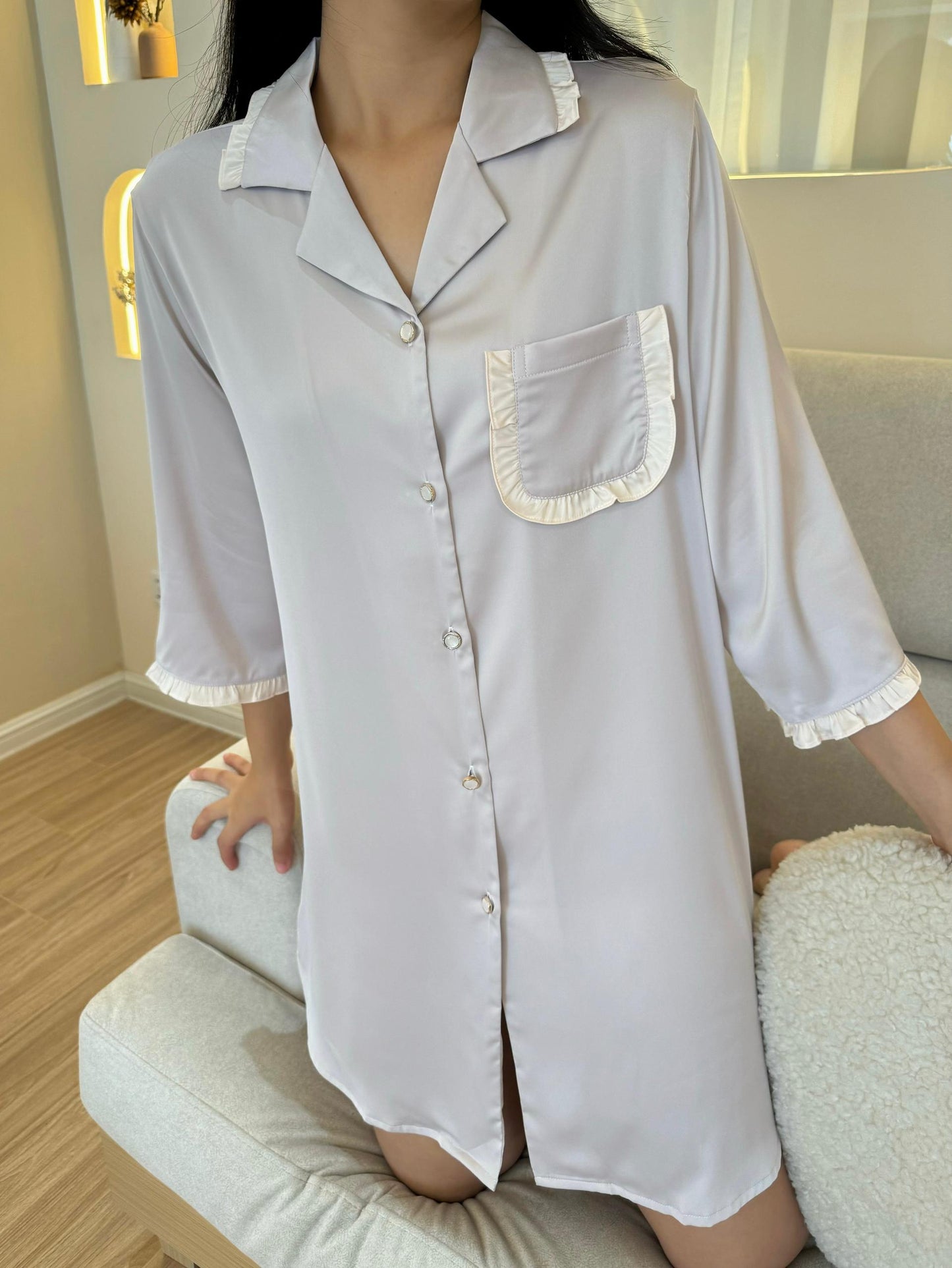 Faye Collection : Sleep Dress 3/4 sleeve (Yam)