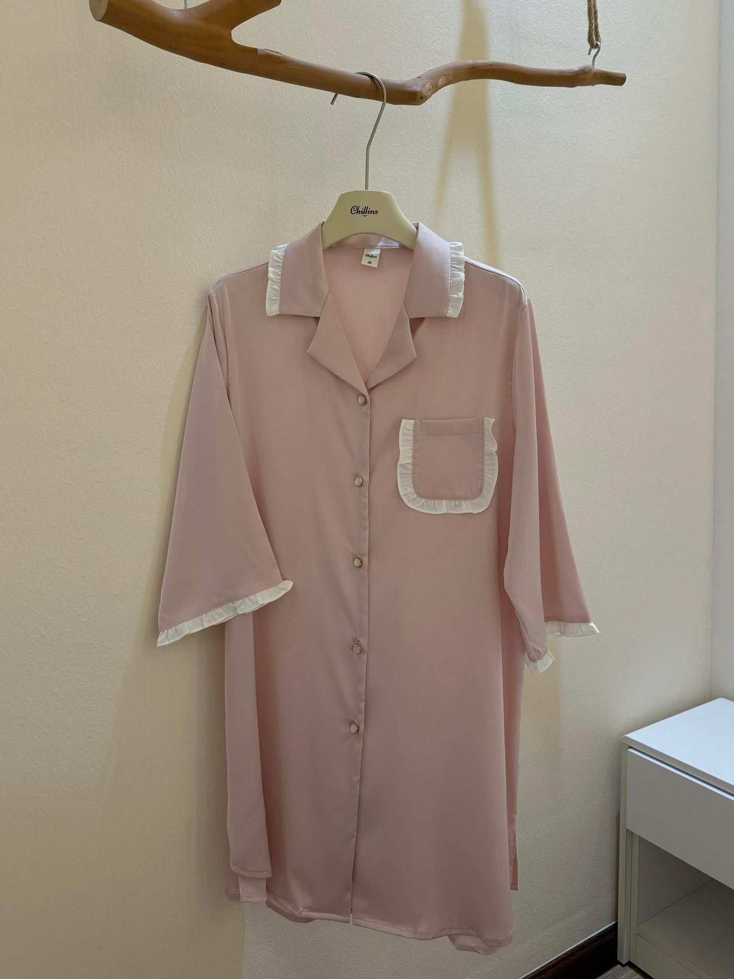 Faye Collection : Sleep Dress 3/4 sleeve (Pink)