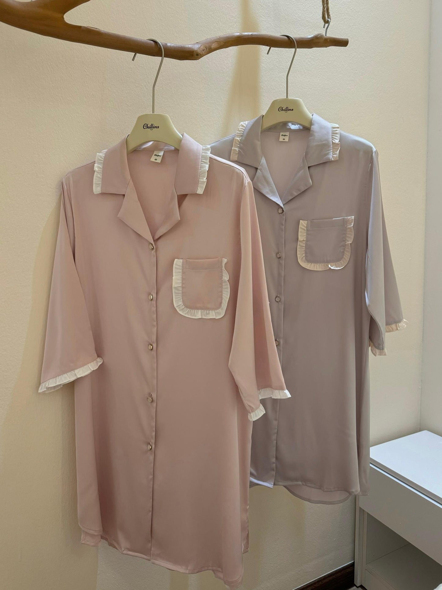 Faye Collection : Sleep Dress 3/4 sleeve (Pink)