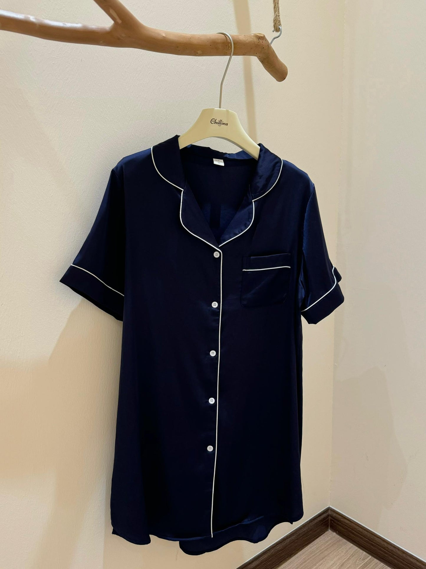 Hailey Collection : Sleep Dress Short sleeve (Navy Blue)
