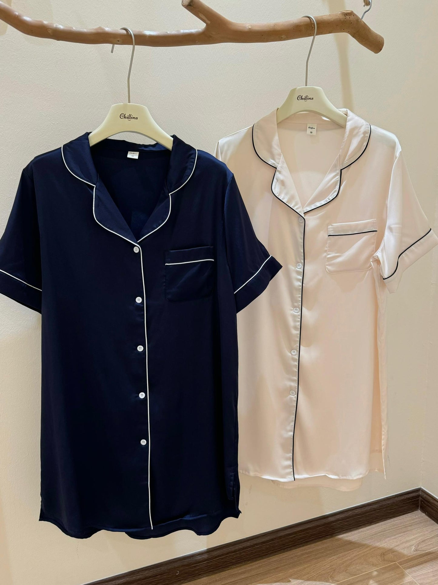 Hailey Collection : Sleep Dress Short sleeve (Navy Blue)