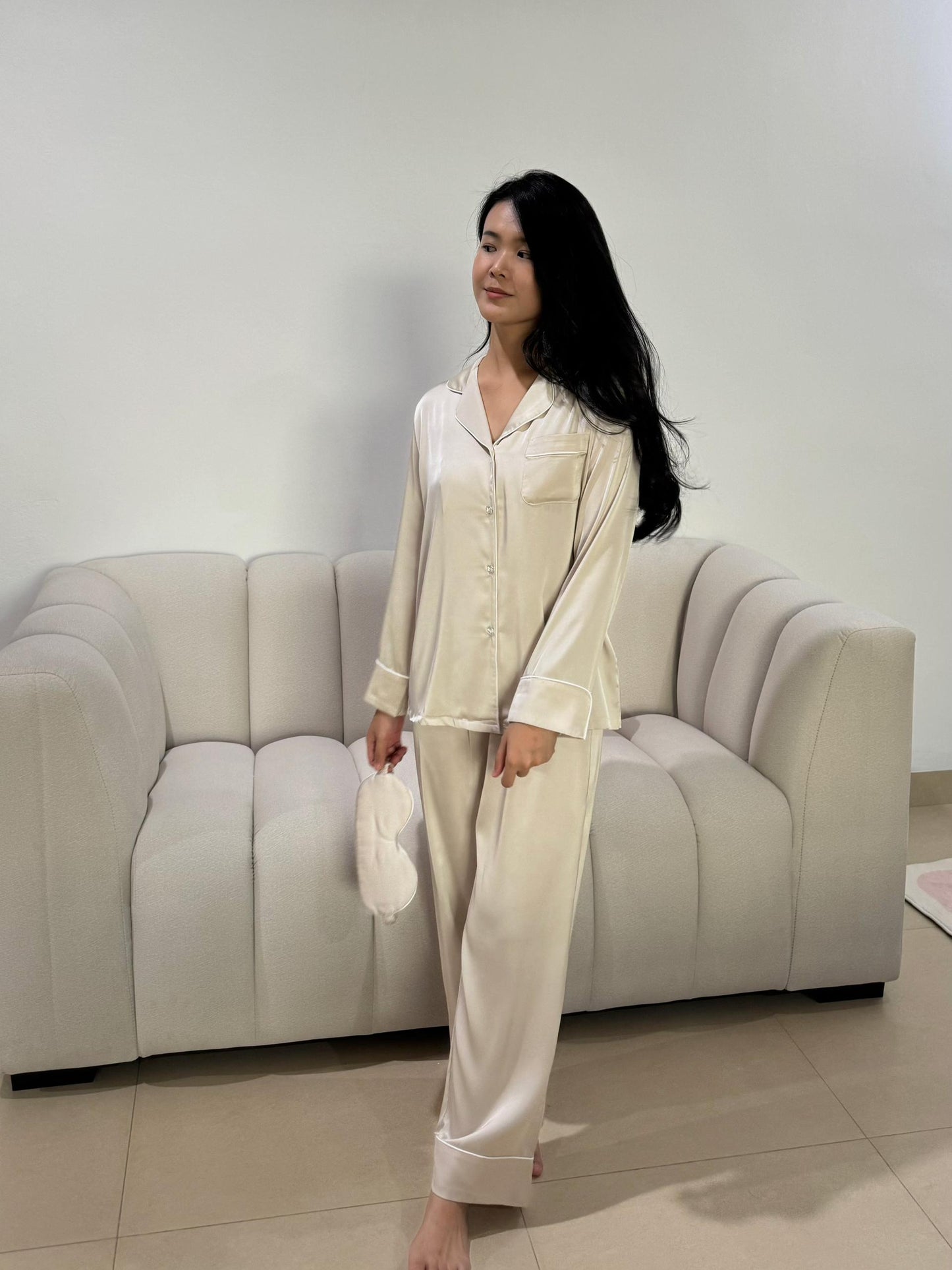 Blaire Collection : Long sleeve + long pants (Beige) *NEW COLOUR*