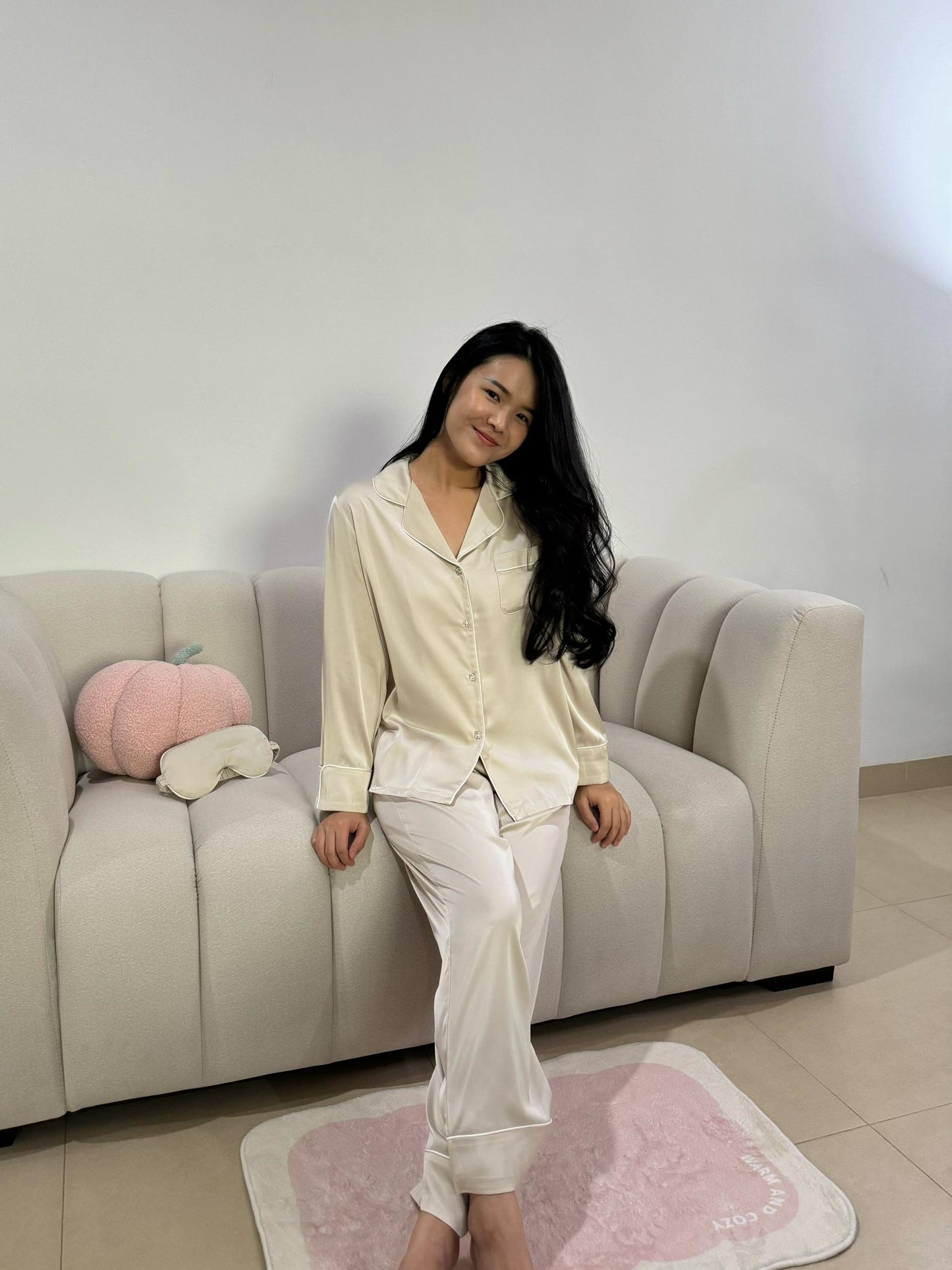 Blaire Collection : Long sleeve + long pants (Beige) *NEW COLOUR*