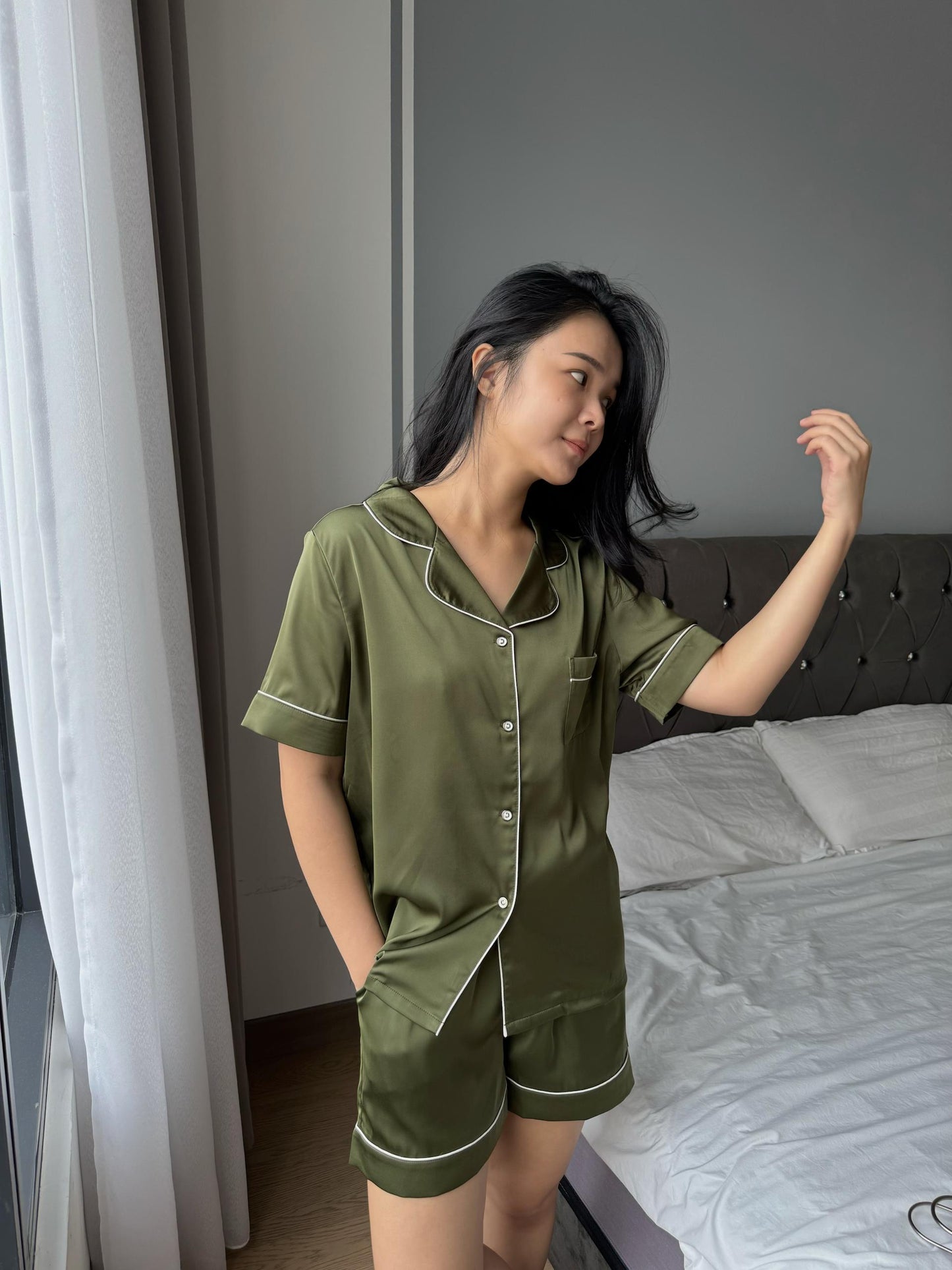 Abby Collection : Short sleeve + short pants (Army Green *LIMITED*)