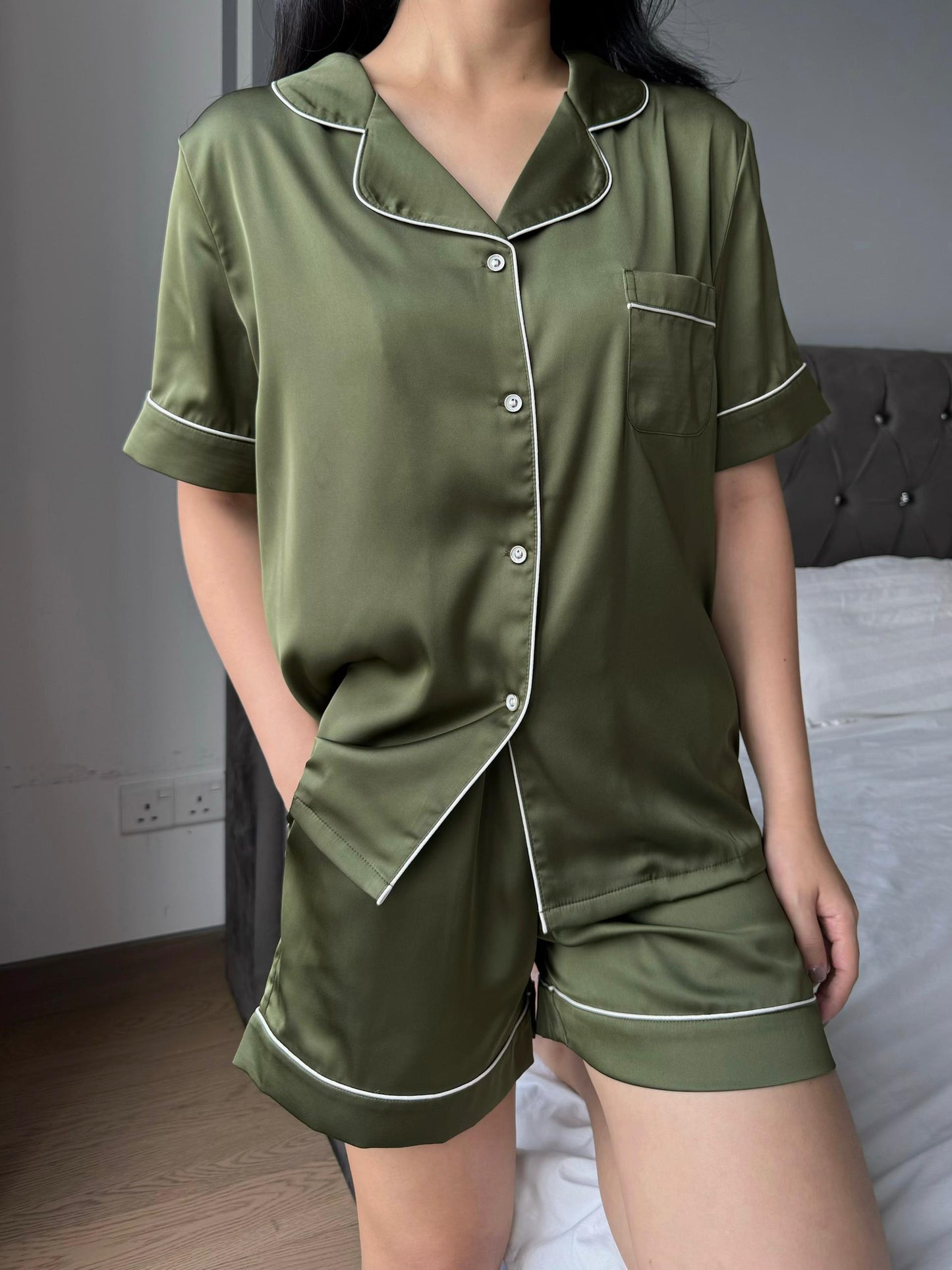Abby Collection : Short sleeve + short pants (Army Green *LIMITED*)