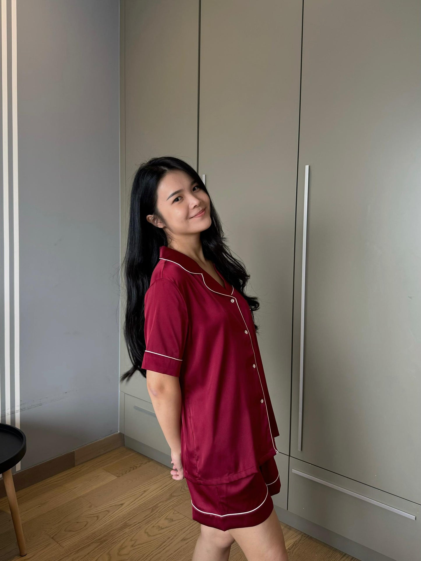 Abby Collection : Short sleeve + short pants (Maroon *LIMITED*)