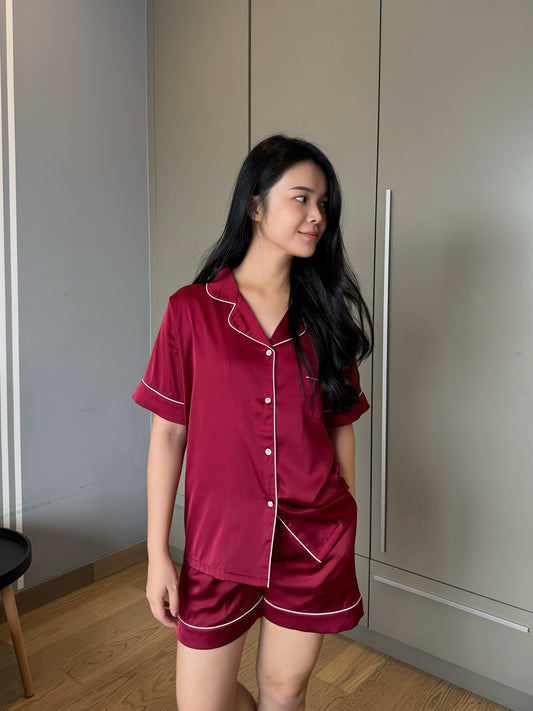 Abby Collection : Short sleeve + short pants (Maroon) *Limited Edition*