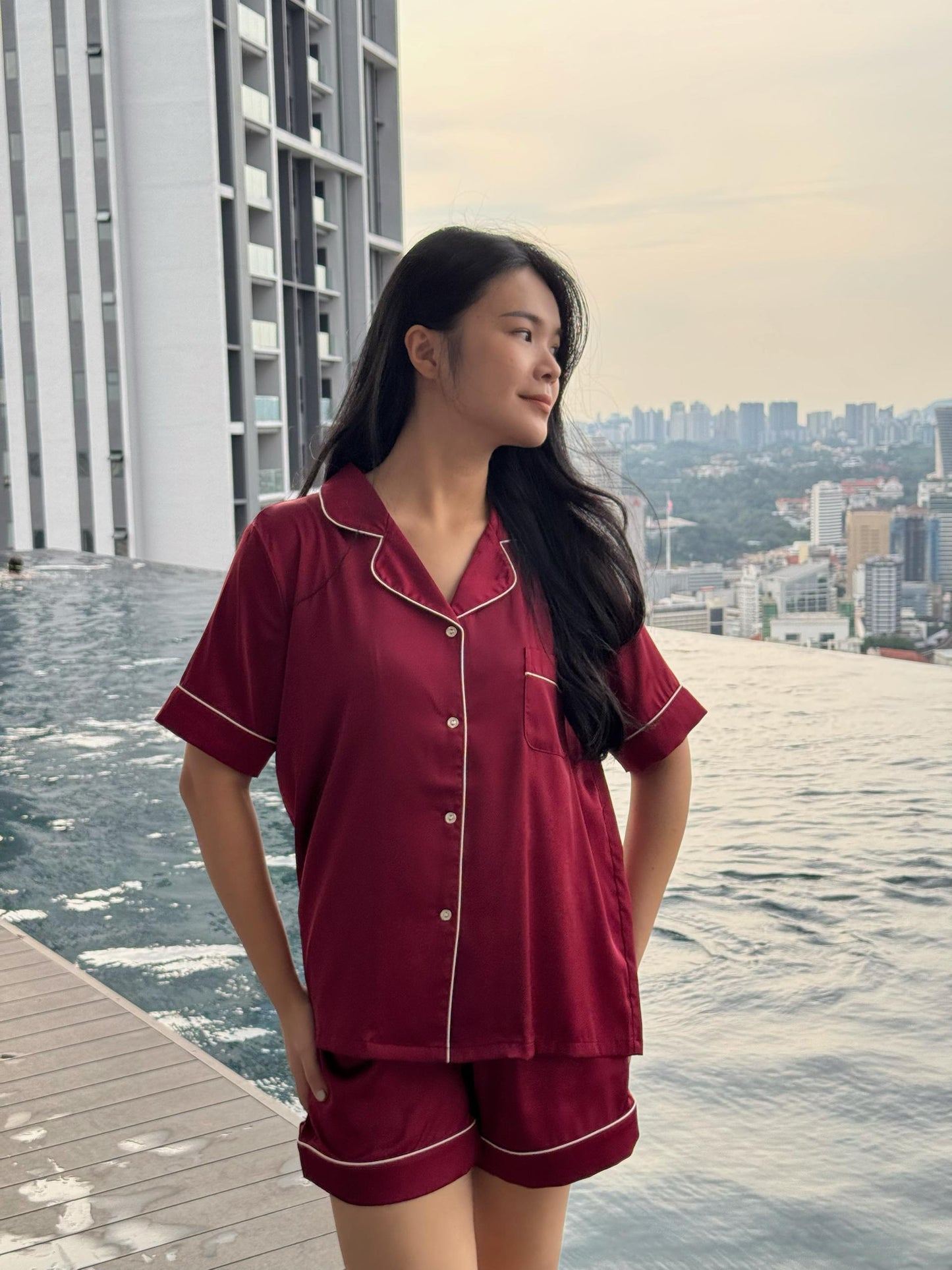 Abby Collection : Short sleeve + short pants (Maroon *LIMITED*)