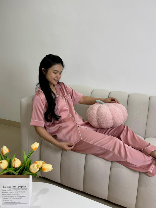 Jovin Collection : Short sleeve + long pants (Soft Pink) *NEW COLOUR*