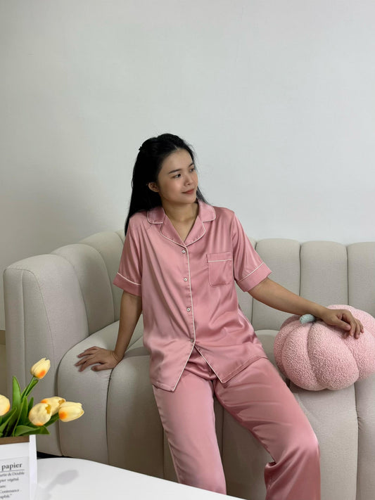 Jovin Collection : Short sleeve + long pants (Soft Pink) *NEW COLOUR*
