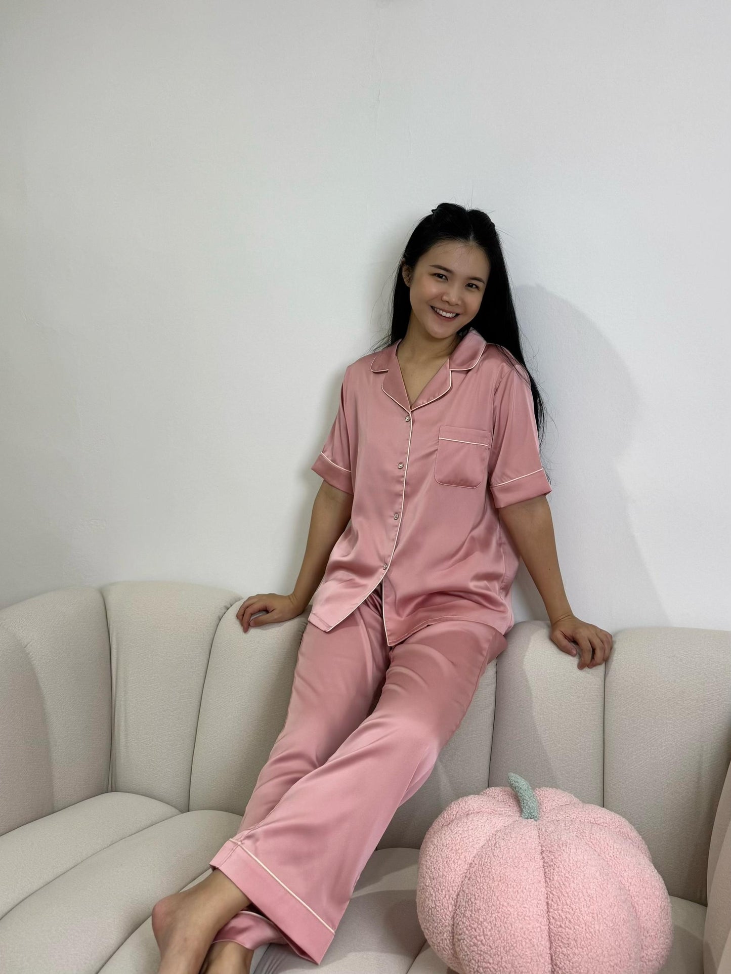 Jovin Collection : Short sleeve + long pants (Soft Pink) *NEW COLOUR*
