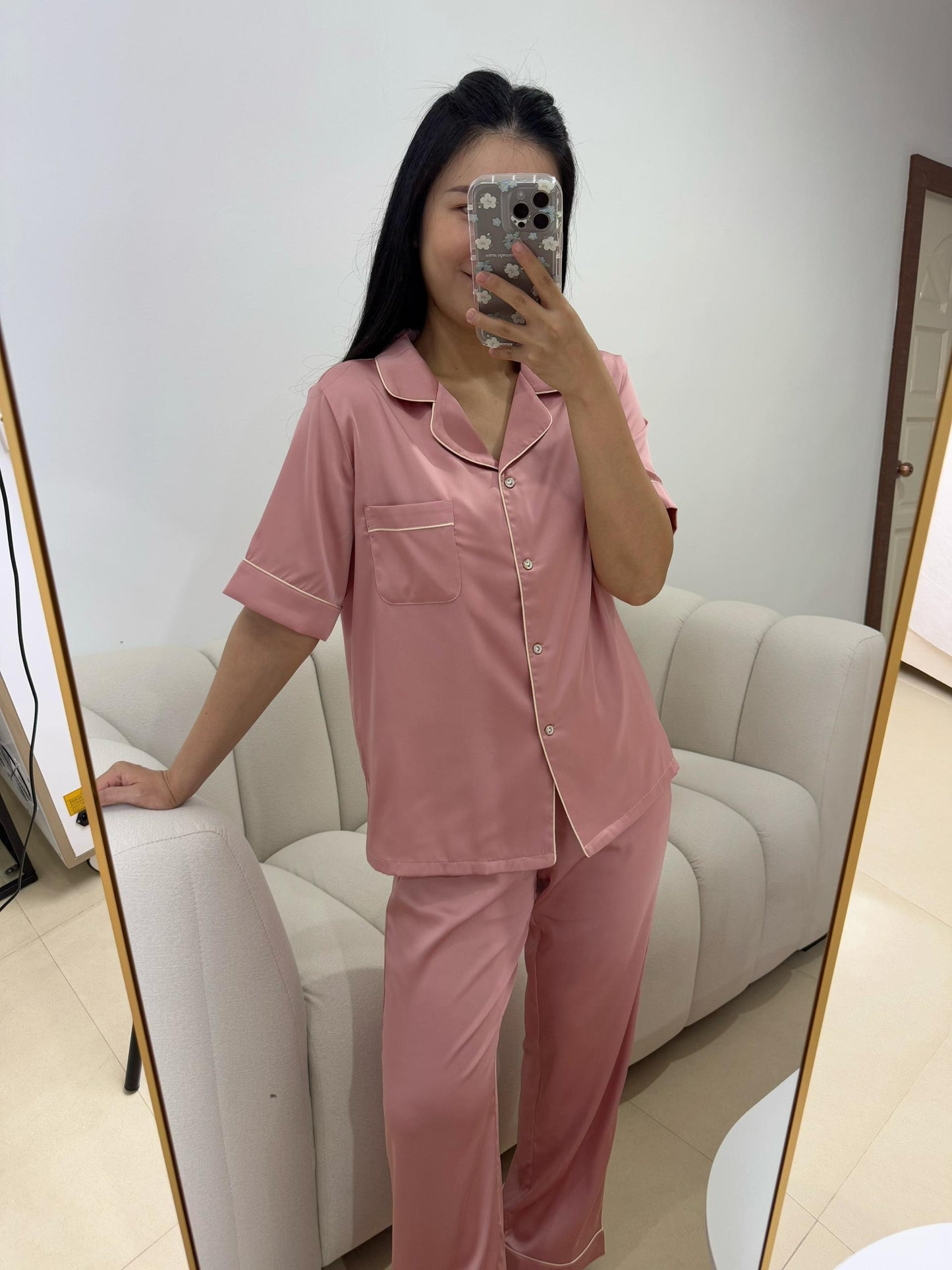 Jovin Collection : Short sleeve + long pants (Soft Pink) *NEW COLOUR*