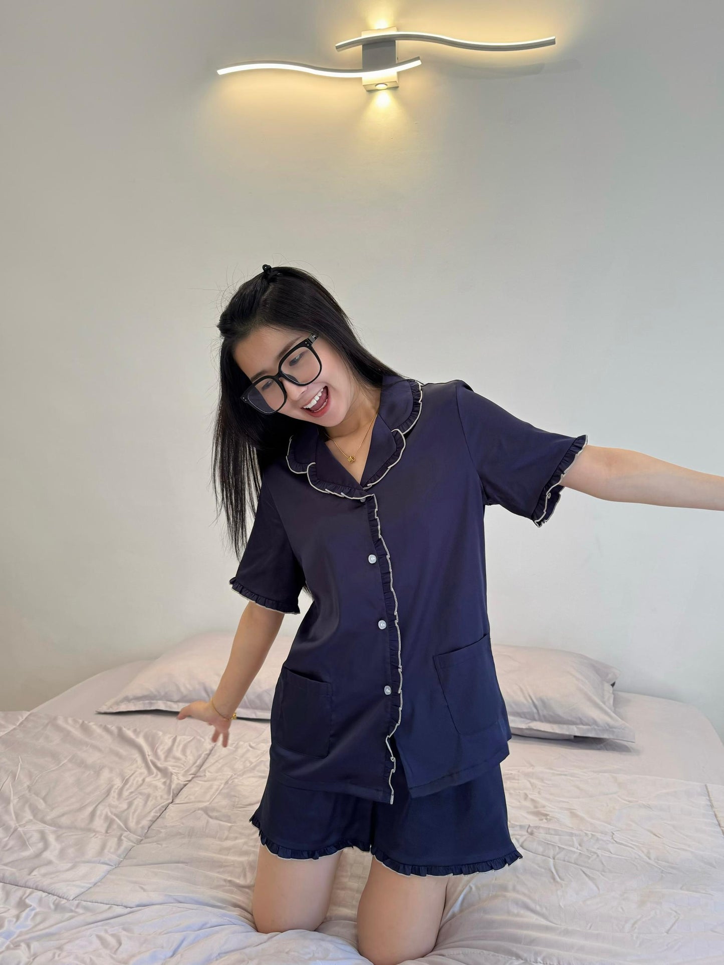 Nicky Collection : Short sleeve + short pants (Navy Blue)