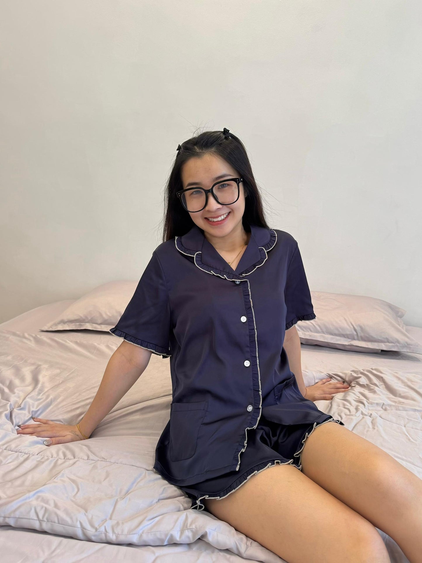 Nicky Collection : Short sleeve + short pants (Navy Blue)
