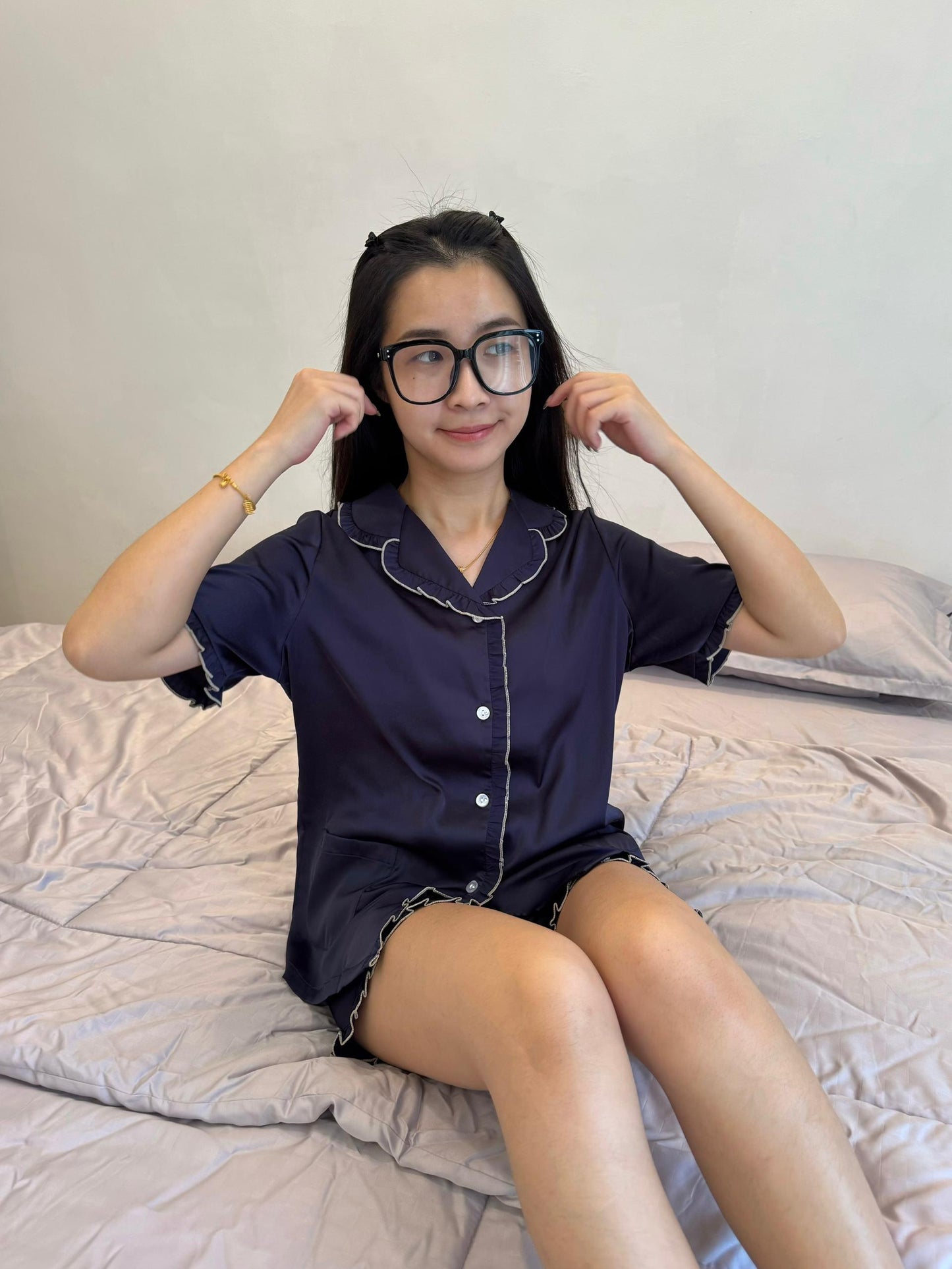 Nicky Collection : Short sleeve + short pants (Navy Blue)