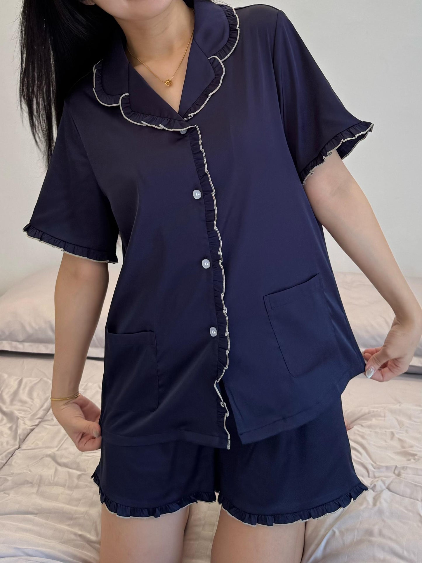 Nicky Collection : Short sleeve + short pants (Navy Blue)